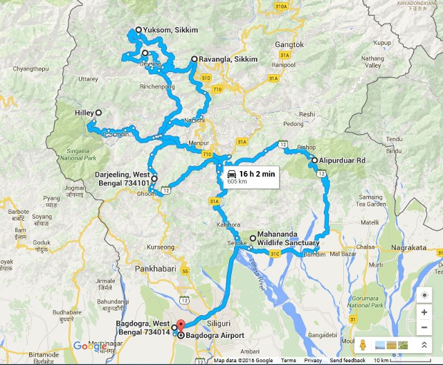 West Bangal and Sikkim map